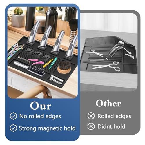 Magnetische Barber-Matte für Haarschneidemaschinen – Organizer aus Gummi für Scheren, Salon, Friseurbedarf, mit 4 Fächern, flexible Silikonmatte, rutschfest, professionelles Friseurzubehör