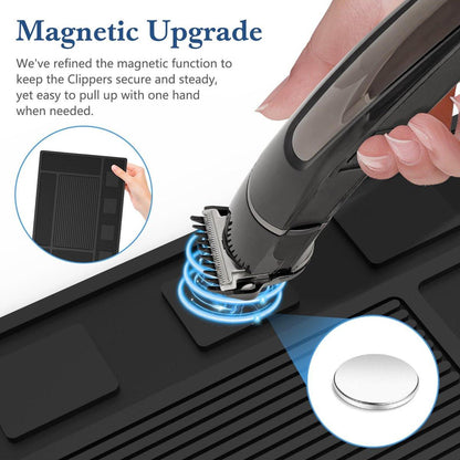 Magnetische Barber-Matte für Haarschneidemaschinen – Organizer aus Gummi für Scheren, Salon, Friseurbedarf, mit 4 Fächern, flexible Silikonmatte, rutschfest, professionelles Friseurzubehör
