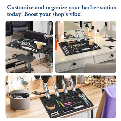 Magnetische Barber-Matte für Haarschneidemaschinen – Organizer aus Gummi für Scheren, Salon, Friseurbedarf, mit 4 Fächern, flexible Silikonmatte, rutschfest, professionelles Friseurzubehör