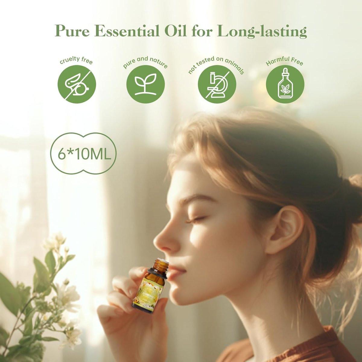 Auelife Florale Duftöle Set - 6x10ml Rose, Jasmin, Lavendel, Gardenia - Reine ätherische Öle für Diffuser, Kerzenherstellung, DIY Badebomben, romantische Aromatherapie