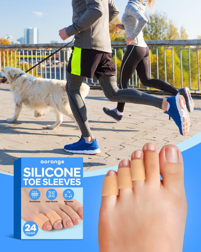 Silikon Zehenschutzhüllen (24 Stück), Schmerzlinderung für den kleinen Zeh, Zehenschutz für Hühneraugen, Gel-Zehenpolster gegen Blasen, Hühneraugen, Hammerzehen, Nagelverlust (Hautfarbe)