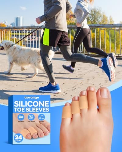 Silikon Zehenschutzhüllen (24 Stück), Schmerzlinderung für den kleinen Zeh, Zehenschutz für Hühneraugen, Gel-Zehenpolster gegen Blasen, Hühneraugen, Hammerzehen, Nagelverlust (Hautfarbe)