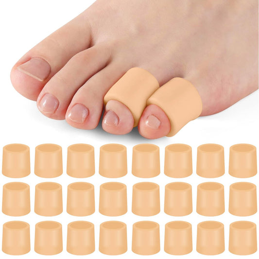 Silikon Zehenschutzhüllen (24 Stück), Schmerzlinderung für den kleinen Zeh, Zehenschutz für Hühneraugen, Gel-Zehenpolster gegen Blasen, Hühneraugen, Hammerzehen, Nagelverlust (Hautfarbe)