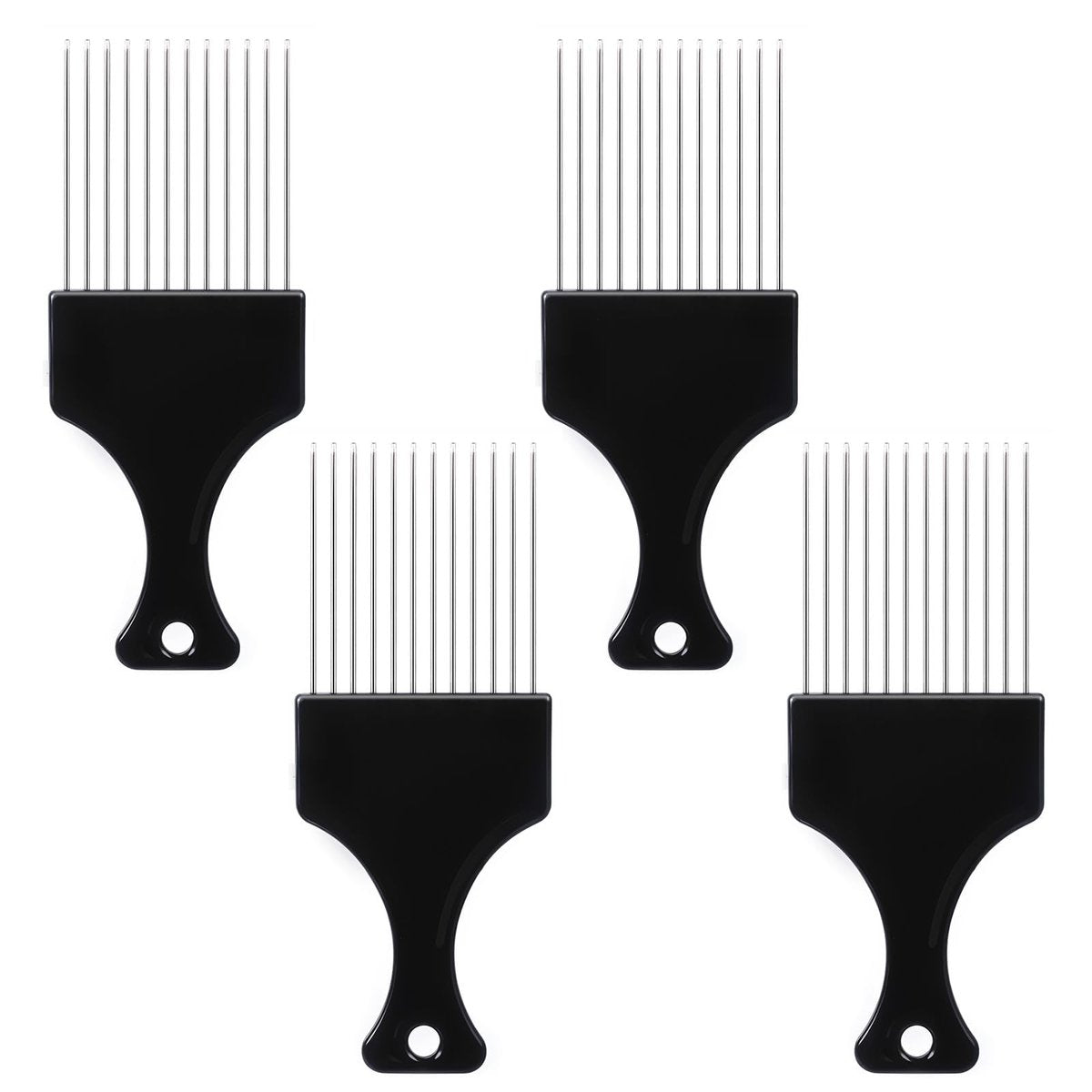 4 Stück Metall-Haarpickel – Afro Picks für Männer & Frauen, Metallkamm für Locken, Entwirren, Styling & Volumen