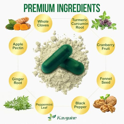 Kavguine 10-in-1 Wermut Kapseln - 90 Kapseln mit Schwarznuss, Nelken, schwarzem Pfeffer, Kurkuma, Pfefferminze - Unterstützt Darmgesundheit & Verdauungsgleichgewicht