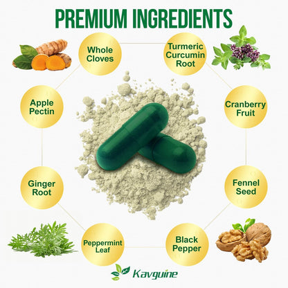 Kavguine 10-in-1 Wermut Kapseln - 90 Kapseln mit Schwarznuss, Nelken, schwarzem Pfeffer, Kurkuma, Pfefferminze - Unterstützt Darmgesundheit & Verdauungsgleichgewicht