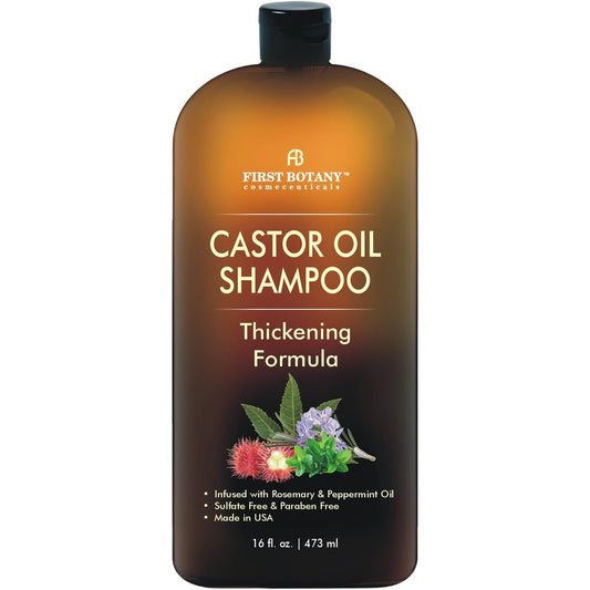 Rizinusöl Shampoo – Anti-Haarausfall Shampoo mit verdickender Formel für Haarwuchs, gegen Haarausdünnung, sulfatfrei für Männer & Frauen, Anti-Schuppen Behandlung 473 ml