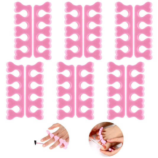 Piriuuo 12 Stück Schaumstoff-Zehenspreizer für Pediküre, weiche und bequeme Zehentrenner für Frauen, flexible Zehenabstandshalter für Nagelkunst, Pediküre und Maniküre