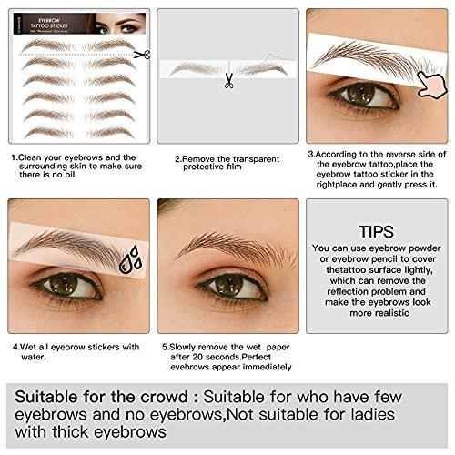 Tattoo Eyebrow 66 Paare! 4D Haarähnliche Authentische Augenbrauen, Realistische Imitat-Augenbrauen-Tattoo-Aufkleber, Beliebte Braune Augenbrauen für Frauen und Mädchen, Wasserfest und Langanhaltend 3-5 Tage
