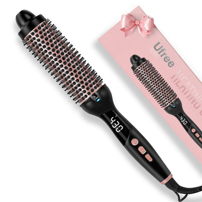 Ufree Ionic Thermal Bürste 1,5 Zoll – beheizte Rundbürste für professionelles Blowout, 30s Schnellheizung, 9 Temperatureinstellungen, Dual Voltage Reise-Hairstyler (Roségold)