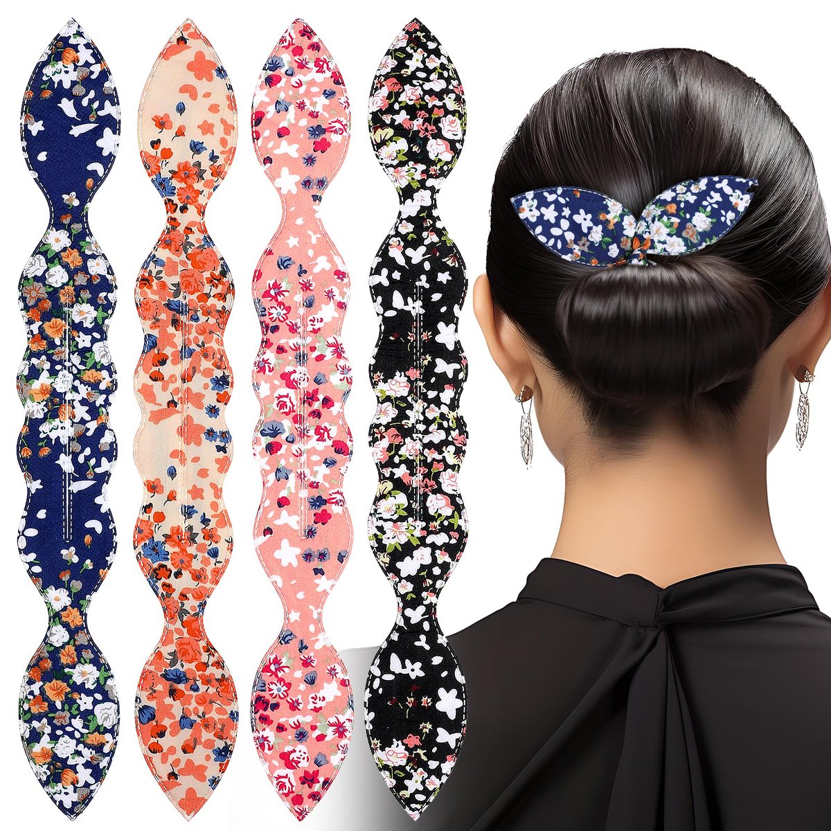 Lnngub 4-teiliger French-Twist-Haarknotenformer – Schnelle Dutt-Helfer für Frauen & Mädchen