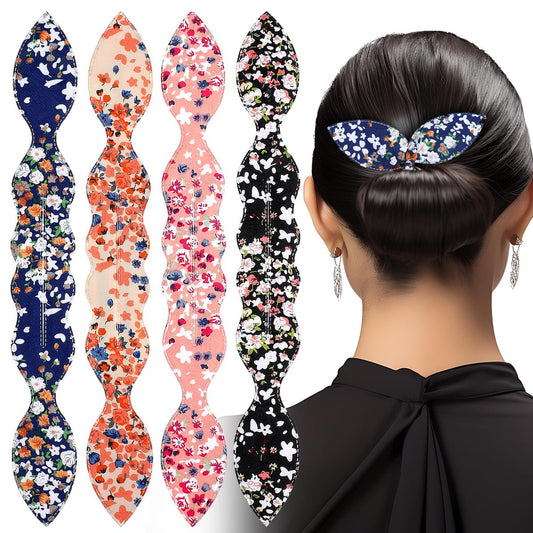 Lnngub 4-teiliger French-Twist-Haarknotenformer – Schnelle Dutt-Helfer für Frauen & Mädchen
