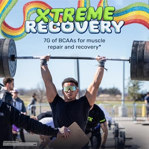 Xtend Original BCAA Pulver – 7g BCAAs & 2,5g L-Glutamin für Muskelregeneration, Hydration & magere Muskeln – Zuckerfreies Intra- & Post-Workout-Getränk – Airheads Xtreme Rainbow Berry – 30 Portionen