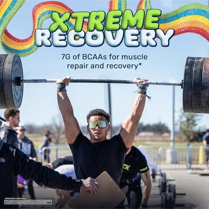 Xtend Original BCAA Pulver – 7g BCAAs & 2,5g L-Glutamin für Muskelregeneration, Hydration & magere Muskeln – Zuckerfreies Intra- & Post-Workout-Getränk – Airheads Xtreme Rainbow Berry – 30 Portionen