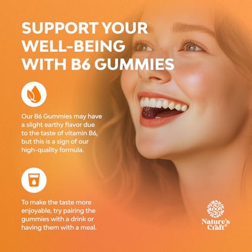 Potente Vitamin B6 Gummibärchen für Erwachsene - 50 mg Vitamin B6 pro Portion, vegane und koschere Gummivitamine für Immun-, Nerven- und Stimmungsunterstützung - 60 Stück