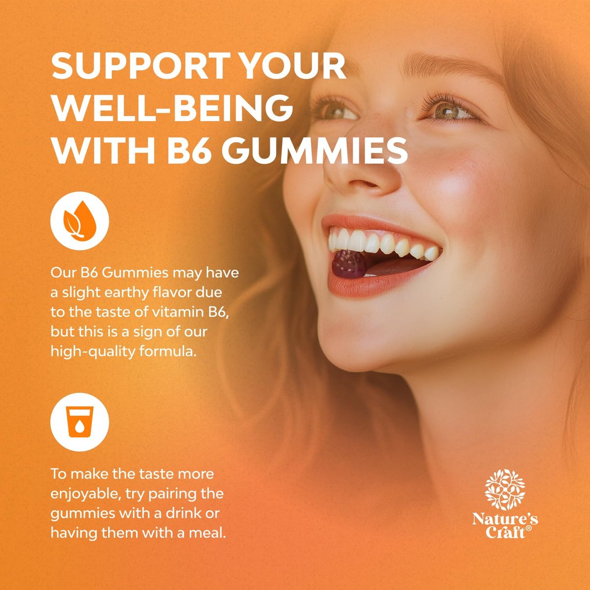 Potente Vitamin B6 Gummibärchen für Erwachsene - 50 mg Vitamin B6 pro Portion, vegane und koschere Gummivitamine für Immun-, Nerven- und Stimmungsunterstützung - 60 Stück