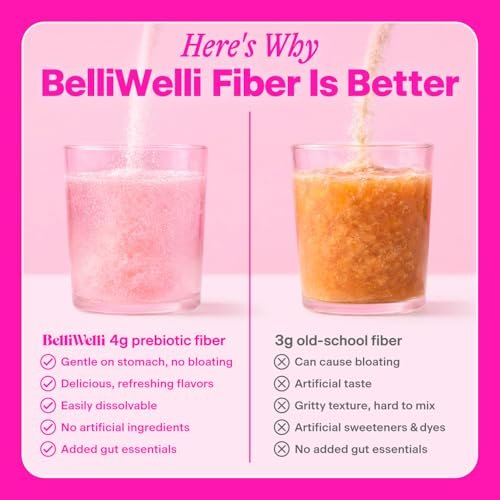Belli Welli Unflavored Daily Fiber Supplement Pulver mit Kollagen, Probiotika & Elektrolyten | Unterstützt Verdauungsgesundheit, Darmbalance & Entblähung, Zuckerfrei | 30 Portionen
