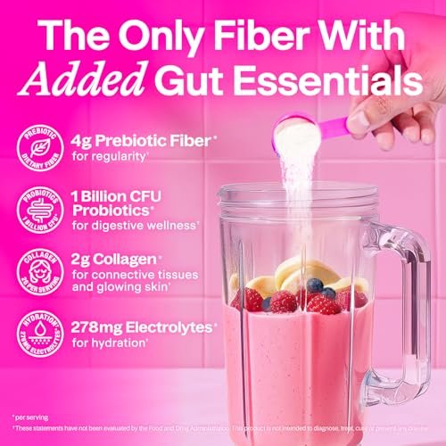 Belli Welli Unflavored Daily Fiber Supplement Pulver mit Kollagen, Probiotika & Elektrolyten | Unterstützt Verdauungsgesundheit, Darmbalance & Entblähung, Zuckerfrei | 30 Portionen