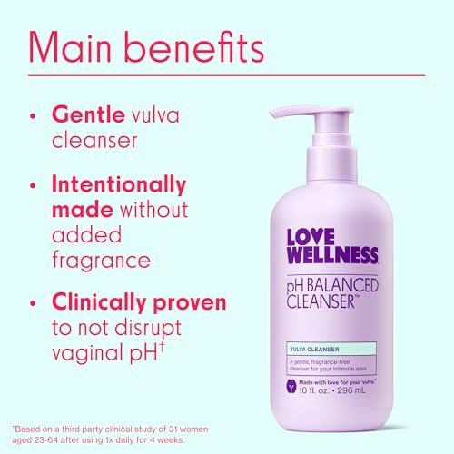 Love Wellness pH-Balancing Reinigungsmittel | Sanfte Intimwaschung für die tägliche Pflege | Ohne Duftstoffe, nicht reizend & pH-angepasst | Mit Aloe Vera & Ringelblume für empfindliche Haut | 295 ml