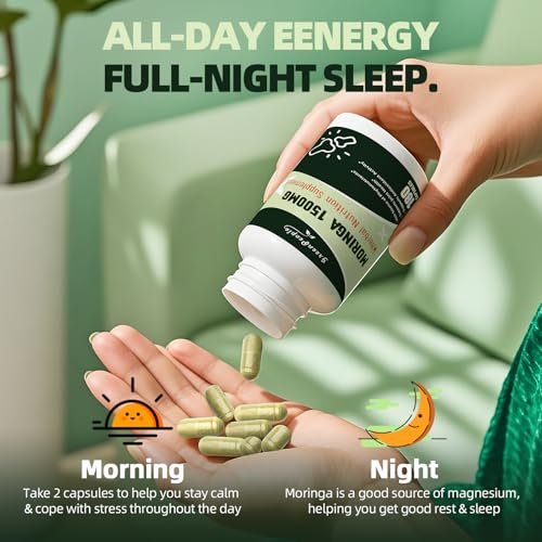 GREENPEOPLE Moringa-Ganzblattkapseln 1500mg - Hochdosiert 10:1 Moringa Oleifera Blattextrakt - Natürliches Superfood für Energie & Immunsystem - Vegan, Nicht-GVO, Koffeinfrei - 180 Kapseln