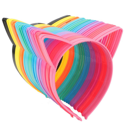 Exacoo 36er-Pack Katzenohren-Stirnbänder aus Kunststoff – Partydekoration, Kitty-Stirnbänder für Mädchen, Gabby-Party-Geschenke, Geburtstagszubehör für Frauen, Halloween-Haarschmuck, Haarreifen