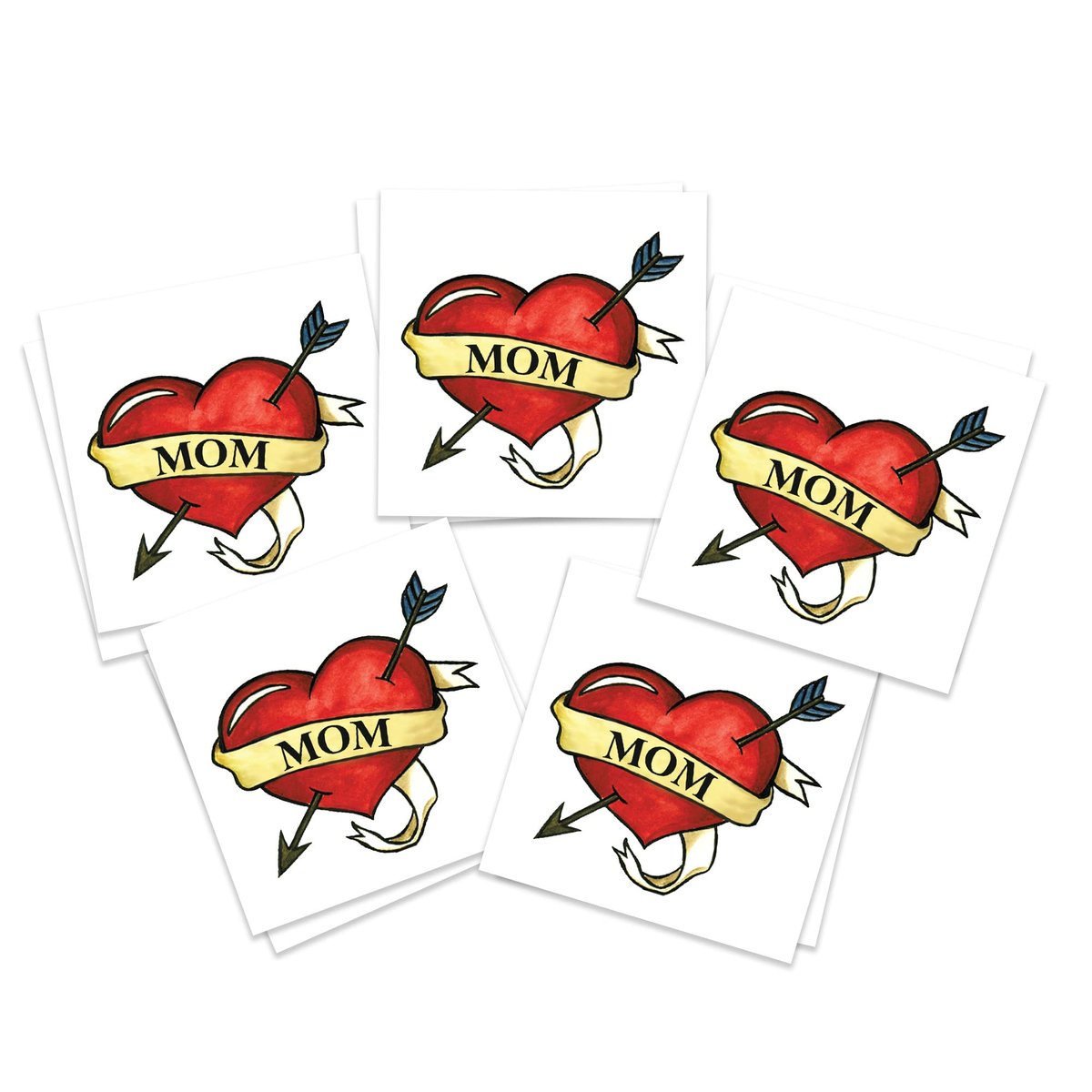 Mama Herz Temporäres Tattoo – 10er-Pack im traditionellen Tattoo-Stil – Perfekt zum Muttertag – Abnehmbar