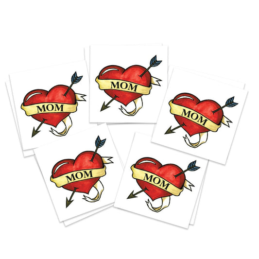 Mama Herz Temporäres Tattoo – 10er-Pack im traditionellen Tattoo-Stil – Perfekt zum Muttertag – Abnehmbar