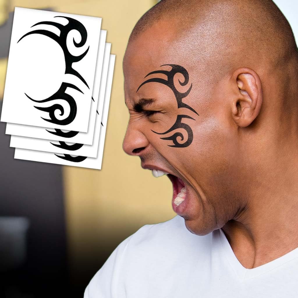 Tribal Gesicht Temporäre Tattoos – 4er-Pack / Junggesellenabschied Streich Tattoos / Abnehmbar