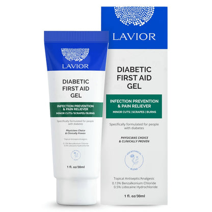 Lavior Diabetic First-Aid Gel 1oz – Beschleunigt die Heilung von Schnittwunden, Schürfwunden, Verbrennungen & kleineren Verletzungen, Arzt empfohlen, klinisch erwiesen, hypoallergen, Infektionsschutz & Schmerzlinderung