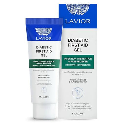 Lavior Diabetic First-Aid Gel 1oz – Beschleunigt die Heilung von Schnittwunden, Schürfwunden, Verbrennungen & kleineren Verletzungen, Arzt empfohlen, klinisch erwiesen, hypoallergen, Infektionsschutz & Schmerzlinderung