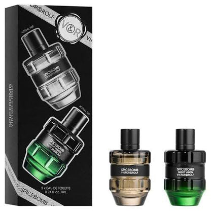 Viktor&Rolf Spicebomb Herren Köln Reisegröße Set - Spicebomb Eau de Toilette & Nightvision Eau de Toilette, je 0,2 Fl Oz Miniatur