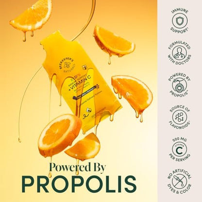 Beekeeper's Naturals Immunsystem Liposomales Vitamin C für Kinder – 500 mg Vitamin C, Holunder, Vitamin D, Propolis & Honig, Immununterstützung, gemischte Beeren, 12 Portionsbeutel