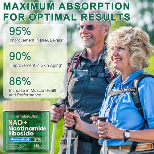 NAD+ Supplement - Nicotinamid-Ribosid 910 mg mit Resveratrol, liposomal, für Fokus & Energie, 120 Kapseln für Frauen und Männer