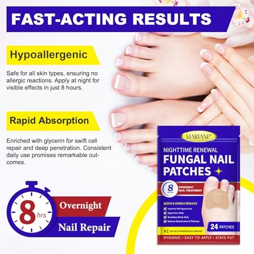 Nagelpilz Behandlung Extra Stark - 24 Stück Nachtpflaster gegen Pilzinfektionen, Über Nacht Fußnagelpflege für beschädigte Nägel