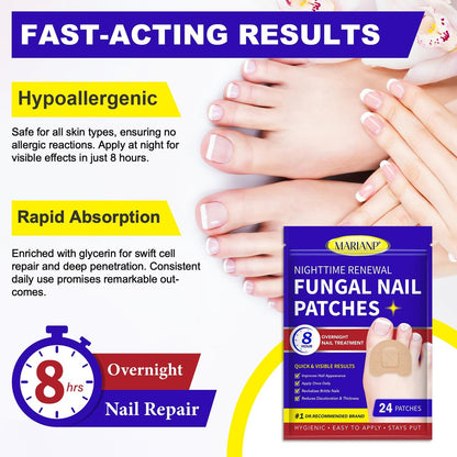 Nagelpilz Behandlung Extra Stark - 24 Stück Nachtpflaster gegen Pilzinfektionen, Über Nacht Fußnagelpflege für beschädigte Nägel
