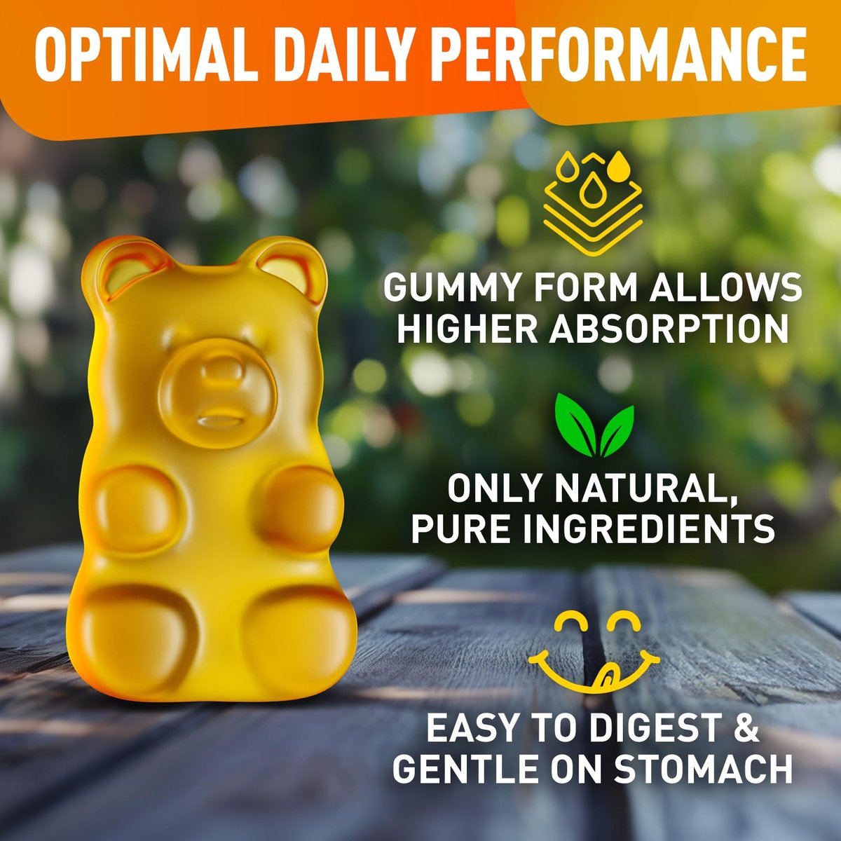 BioVit L-Tyrosine Gummis – Aktivierte Aminosäure für Fokus, Stimmung & Energie – 1000 mg pro Portion, 500 mg pro Gummi – 60 vegane Gummis