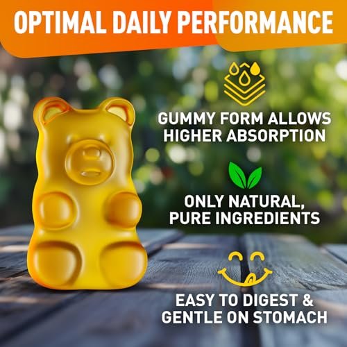 BioVit L-Tyrosine Gummis – Aktivierte Aminosäure für Fokus, Stimmung & Energie – 1000 mg pro Portion, 500 mg pro Gummi – 60 vegane Gummis