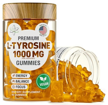 BioVit L-Tyrosine Gummis – Aktivierte Aminosäure für Fokus, Stimmung & Energie – 1000 mg pro Portion, 500 mg pro Gummi – 60 vegane Gummis