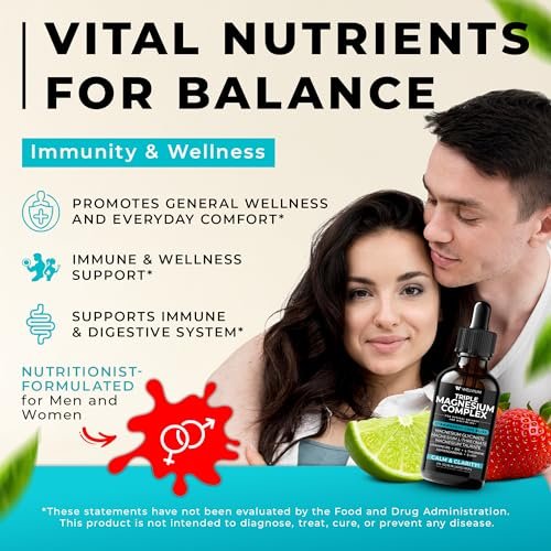 WELVIUM Triple Magnesium Complex Liquid Drops - Magnesium Glycinat mit L-Threonat, Taurat - Ashwagandha, L-Theanin, 5-HTP, Vitamine B6, B12, Bromelain, Inositol für Mineralstoffgleichgewicht