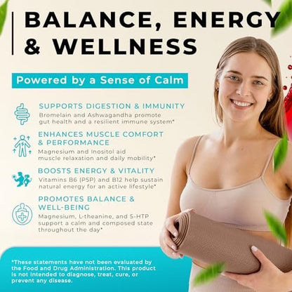 WELVIUM Triple Magnesium Complex Liquid Drops - Magnesium Glycinat mit L-Threonat, Taurat - Ashwagandha, L-Theanin, 5-HTP, Vitamine B6, B12, Bromelain, Inositol für Mineralstoffgleichgewicht