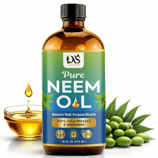 DAS NATURALS Reines Neemöl für Pflanzen, Haarwachstum & Haut – 100% kaltgepresst, unraffiniert, Konzentrat | Innen- & Außenbereich | Gesicht, Kopfhaut, Nägel, Haustiere | 473 ml