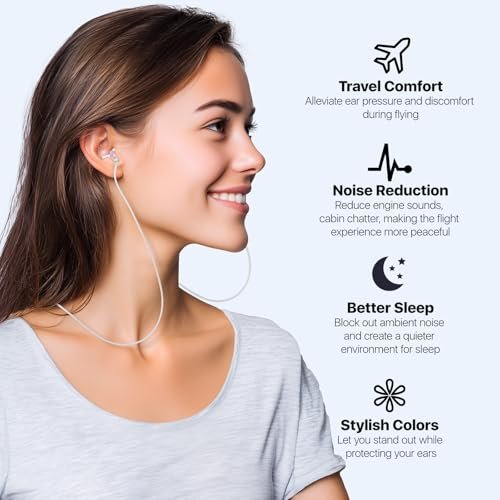 Softvox Flug-Ohrstöpsel zur Druckausgleich & Schmerzlinderung im Flugzeug - Reise-Essentials für Erwachsene & Kinder ab 12 Jahren - Wiederverwendbare Ohrstöpsel mit 25 dB Rauschunterdrückung, PK