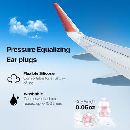 Softvox Flug-Ohrstöpsel zur Druckausgleich & Schmerzlinderung im Flugzeug - Reise-Essentials für Erwachsene & Kinder ab 12 Jahren - Wiederverwendbare Ohrstöpsel mit 25 dB Rauschunterdrückung, PK