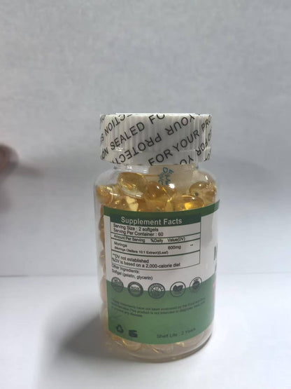 Moringa Softgels, Bio reines Moringa Oleifera Blattextrakt für Energie, Haut, Darmgesundheit, Immunsystem, natürliches Antioxidans, hochwirksames Moringa-Öl, Non-GMO, 60 Portionen