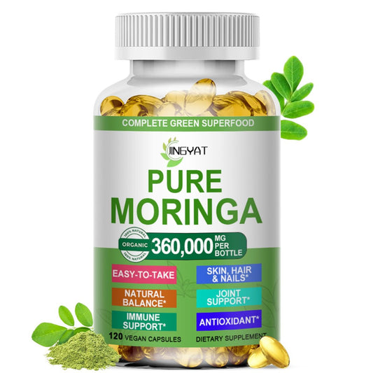 Moringa Softgels, Bio reines Moringa Oleifera Blattextrakt für Energie, Haut, Darmgesundheit, Immunsystem, natürliches Antioxidans, hochwirksames Moringa-Öl, Non-GMO, 60 Portionen