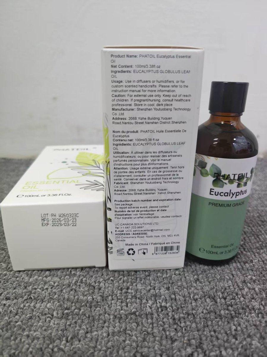 PHATOIL Reines Eukalyptusöl, 100% reines therapeutisches Premiumöl für Haarpflege, Haut, Aromatherapie, 100 ml