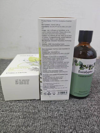 PHATOIL Reines Eukalyptusöl, 100% reines therapeutisches Premiumöl für Haarpflege, Haut, Aromatherapie, 100 ml