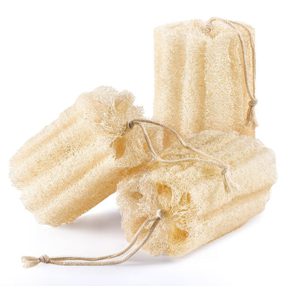 RIYNIBIY 3er-Pack Ägyptischer Natürlicher Luffa-Peeling-Körperwäscher, Exfolierender Luffa-Schwamm für Dusche und Bad, für Frauen und Männer