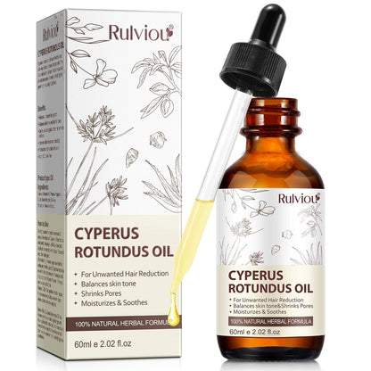 Rulviou Cyperus Rotundus Öl – Natürliches Öl zur sanften Haarentfernung und Reduzierung des Körperhaarwuchses, 60 ml