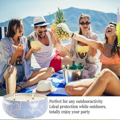 4er-Set Triple-Docht Citronella-Kerzen im Marmor-Design – Natürliches Sojawachs, Sommer-Außenkerzen für Terrasse, Garten, Balkon, Camping, Veranda, BBQ